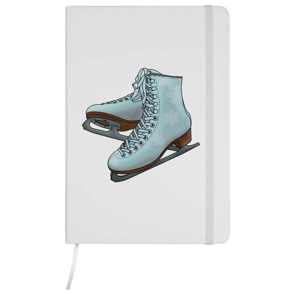 'Ice Skates' Hardcover Ruled Notebook - White, A5 - Lined Journal for School, Work, Writing, Notes and Gifts (NB00040070)