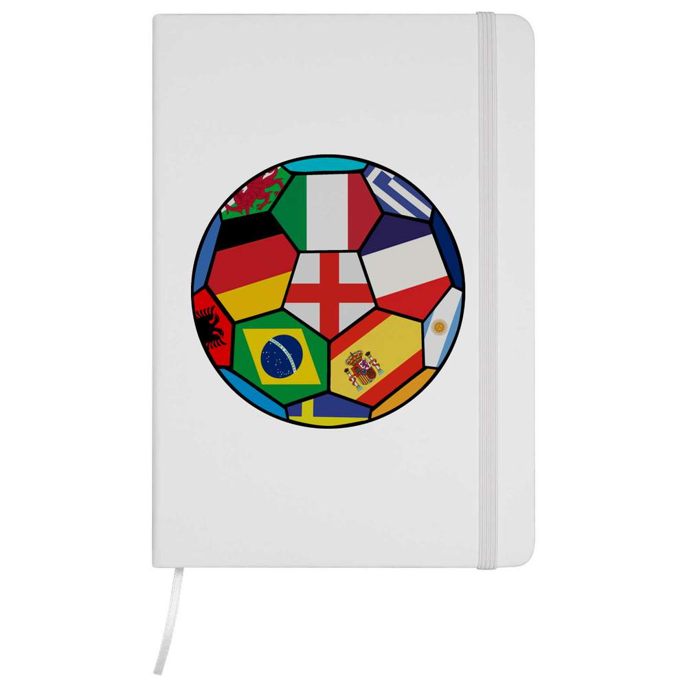 'World Cup Flags Football' A5 Ruled Notebook / Notepad - Hardcover Lined Journal for School, Work, Writing and Gifts (NB036463)