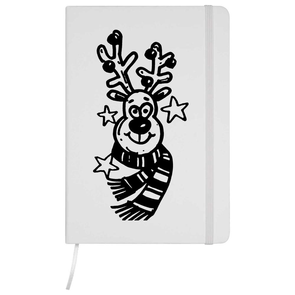 A5 'Rudolph Wearing Scarf' White Hardcover Ruled Notebook (NB00046868)