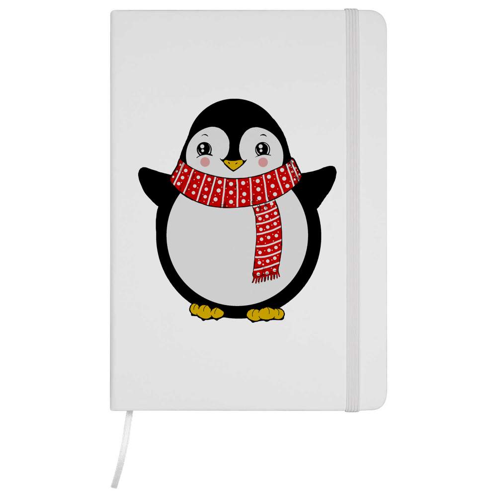 A5 'Penguin In Scarf' White Hardcover Ruled Notebook (NB00046964)