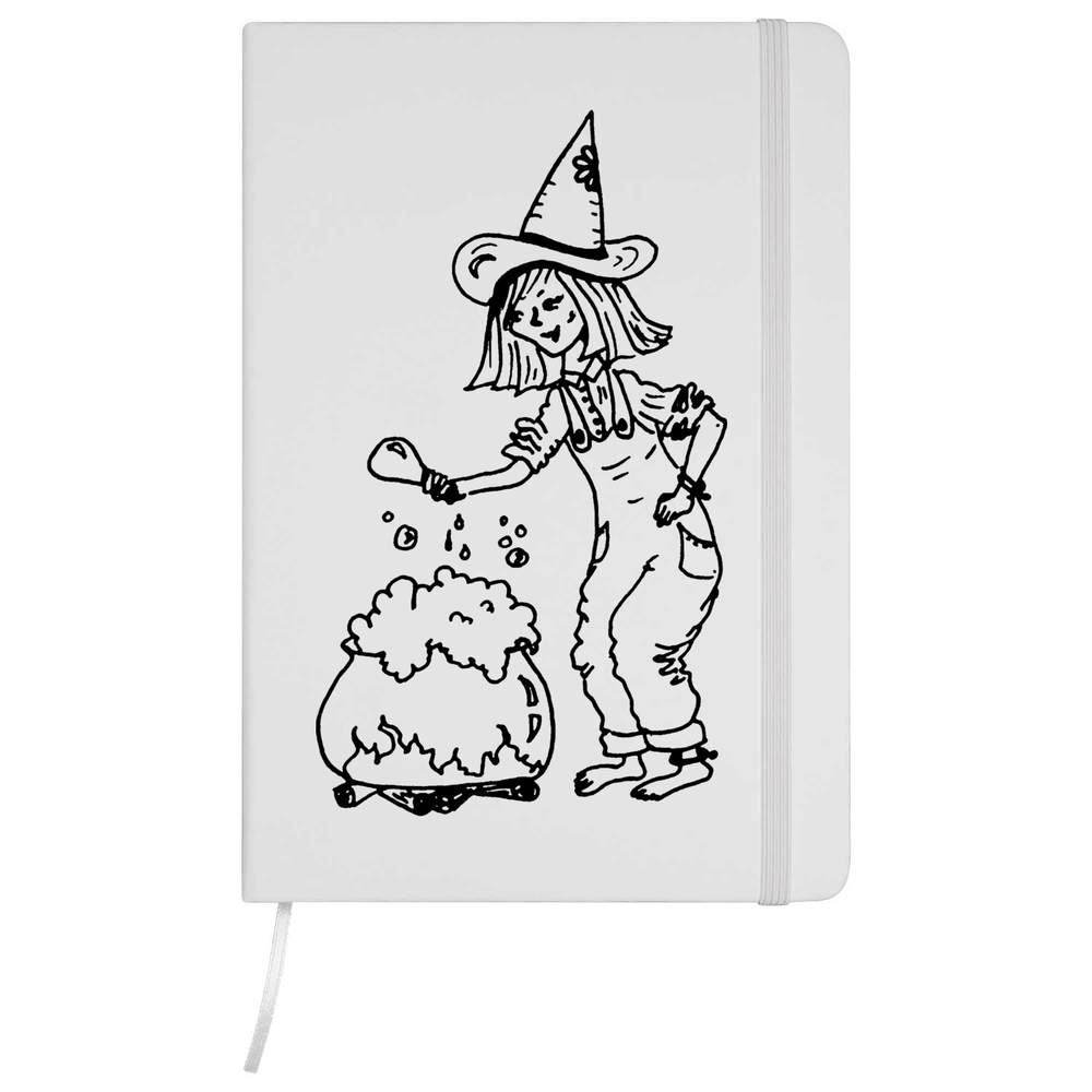 A5 'Witch With Cauldron' White Hardcover Ruled Notebook (NB00047823)