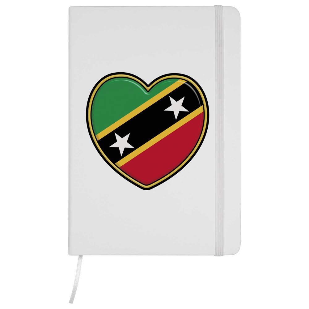 'St Kitts & Nevis Heart' A5 Ruled Notebook / Notepad - Hardcover Lined Journal for School, Work, Writing and Gifts (NB040759)