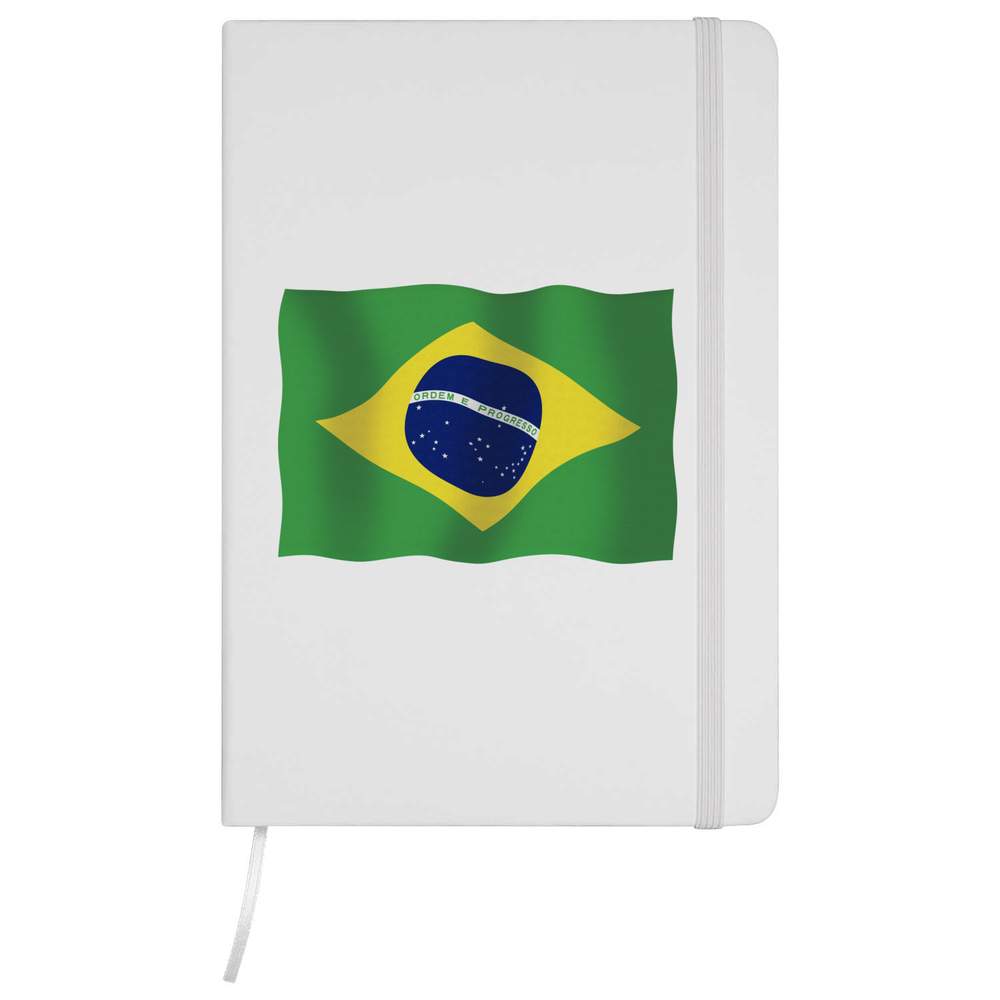 A5 'Waving Brazil Flag' White Hardcover Ruled Notebook (NB00054954)