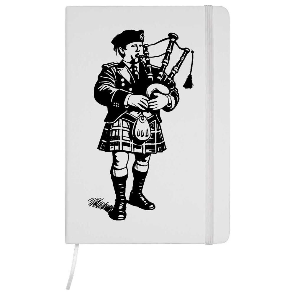 A5 'Scottish Bagpiper' White Hardcover Ruled Notebook (NB00060739)