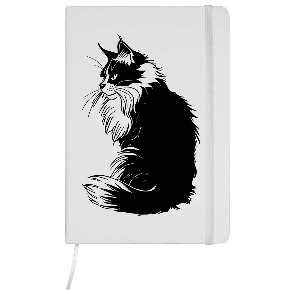 A5 'Maine Coon Cat' White Hardcover Ruled Notebook (NB00062928)
