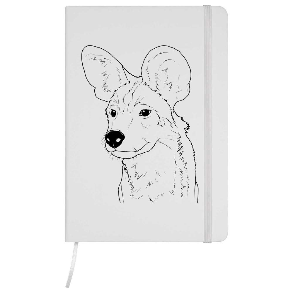 A5 'African Wild Dog Face' White Hardcover Ruled Notebook (NB00063248)