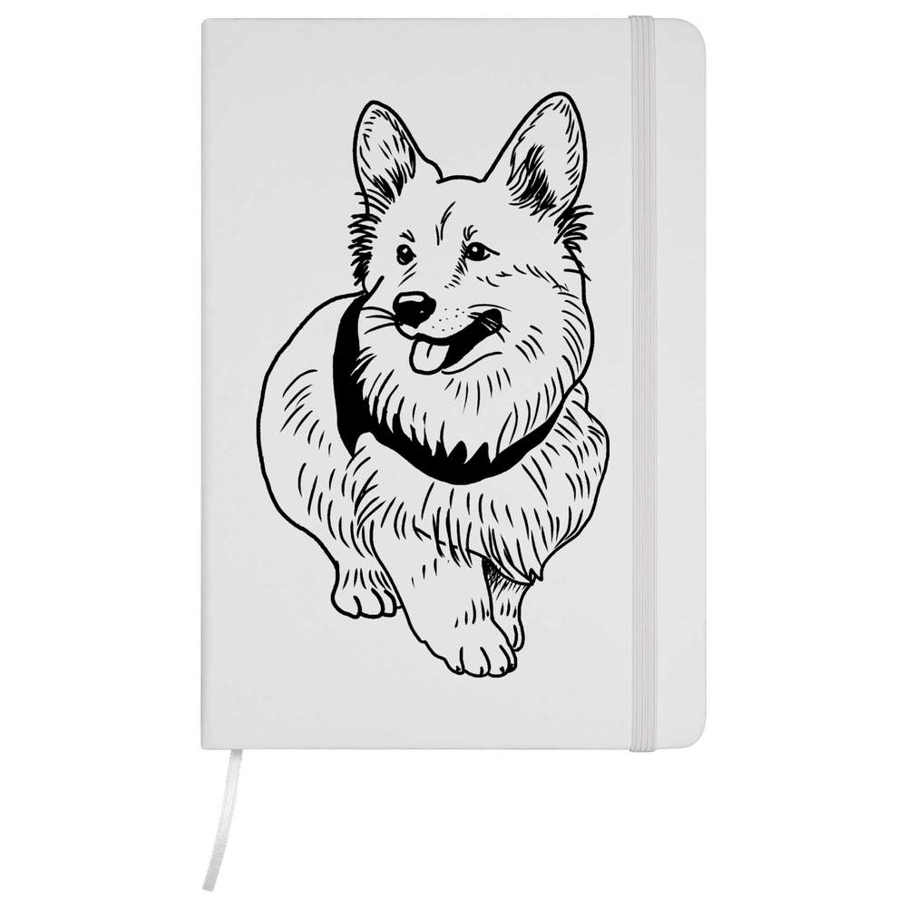 A5 'Corgi Dog' White Hardcover Ruled Notebook (NB00064040)