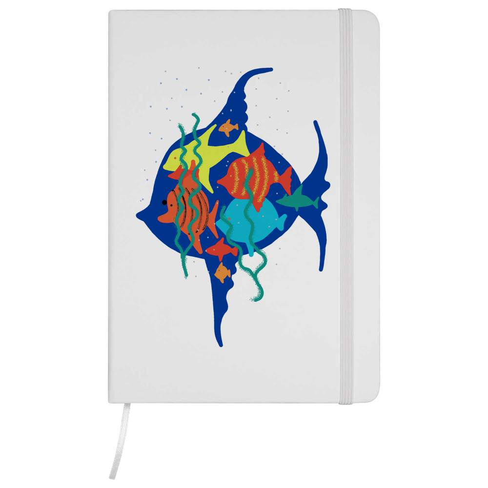 A5 'Many Fish Within A Fish' White Hardcover Ruled Notebook (NB00066957)
