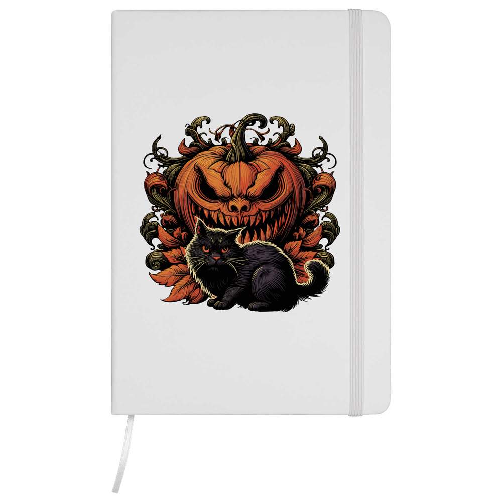 'Halloween Pumpkin And Black Cat' A5 Ruled Notebooks / Notepads (NB049673)