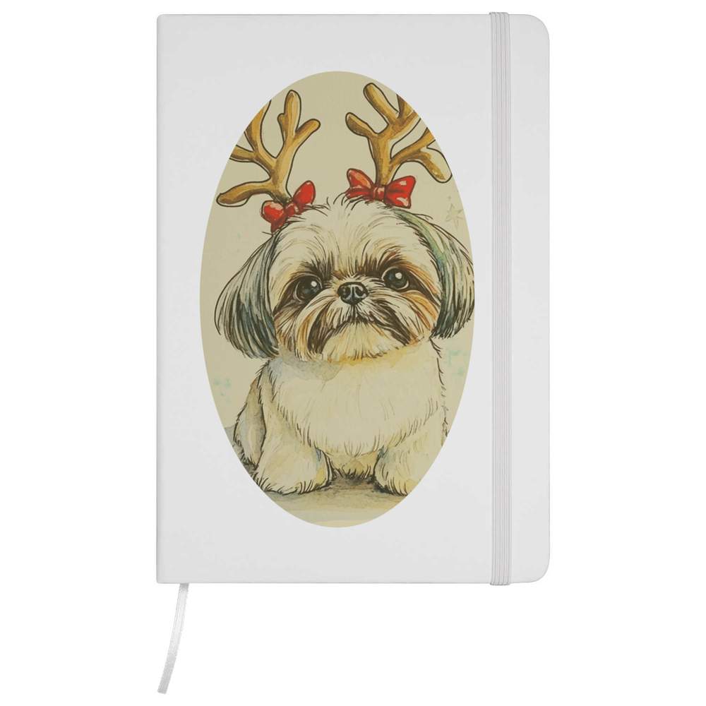 'Shih Tzu Dog Wearing Reindeer Antlers' A5 Ruled Notebooks / Notepads (NB051464)