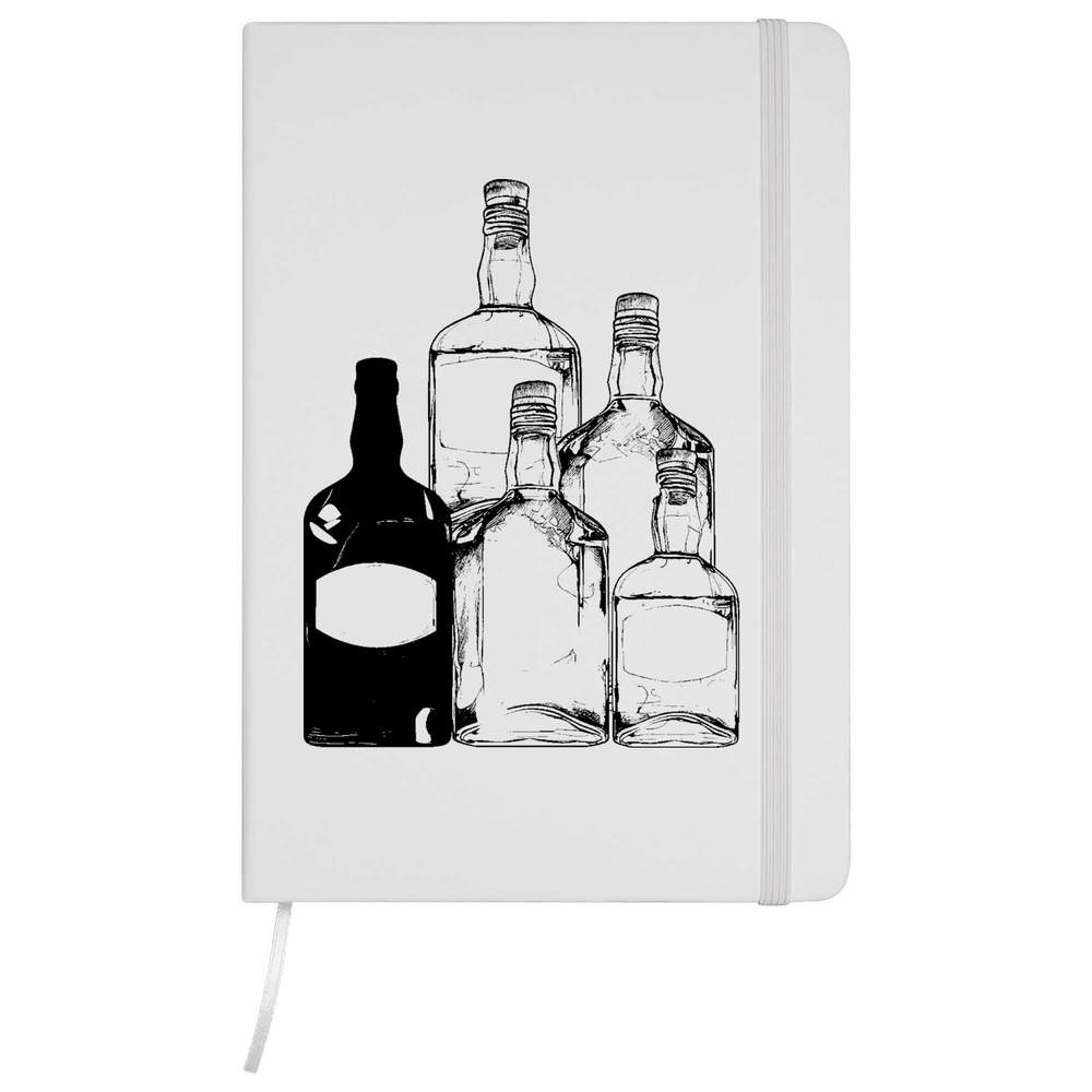 A5 'Bottles of Alcohol' White Hardcover Ruled Notebook (NB00076228)