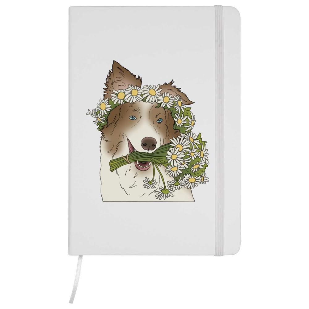 'Dog with Daisy Flowers' A5 Ruled Notebooks / Notepads (NB054641)