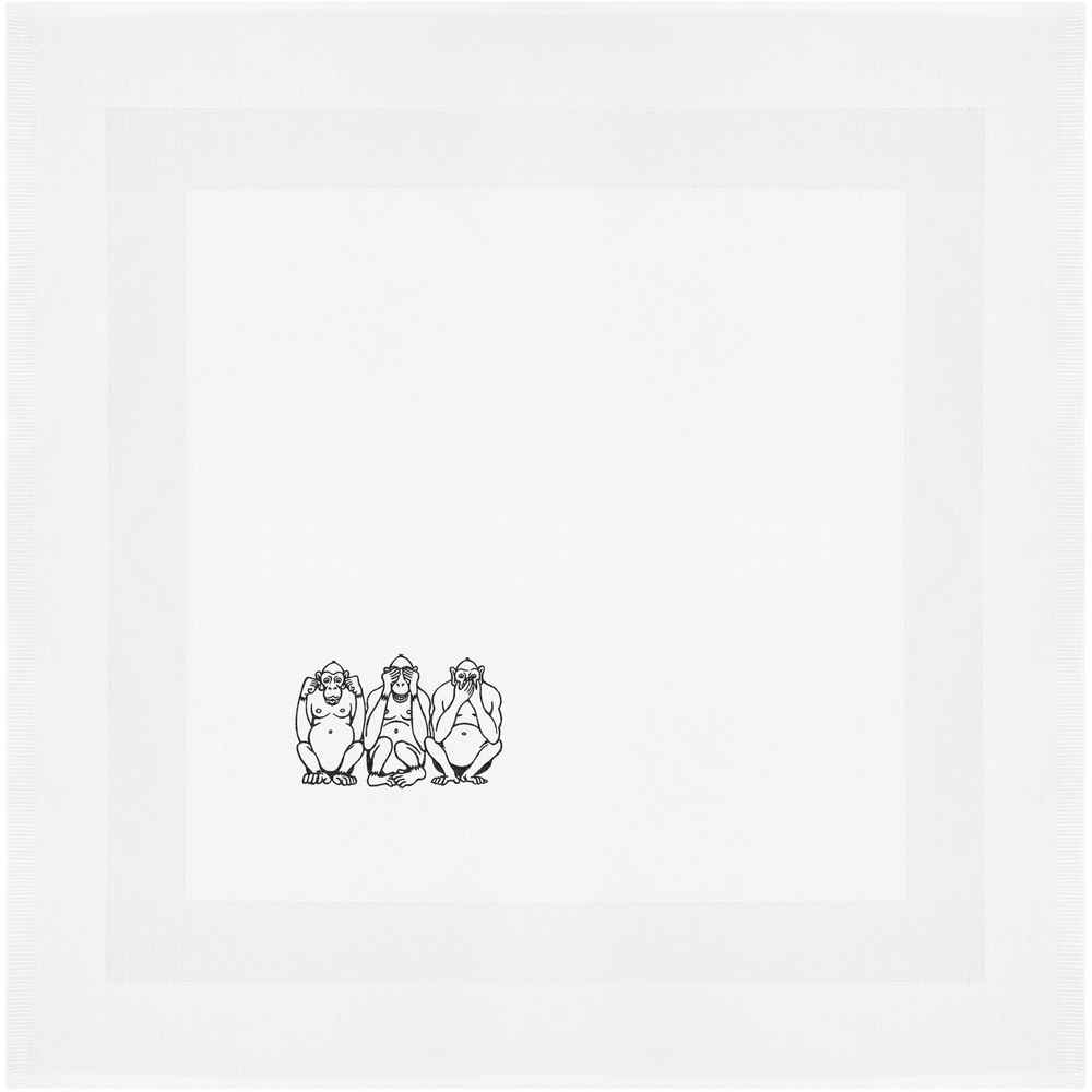 'Three Wise Monkeys' Napkin / Dinner Cloth - White 55cm Cotton Serviette for Dining, Weddings and Dinner Parties (NK00012788)