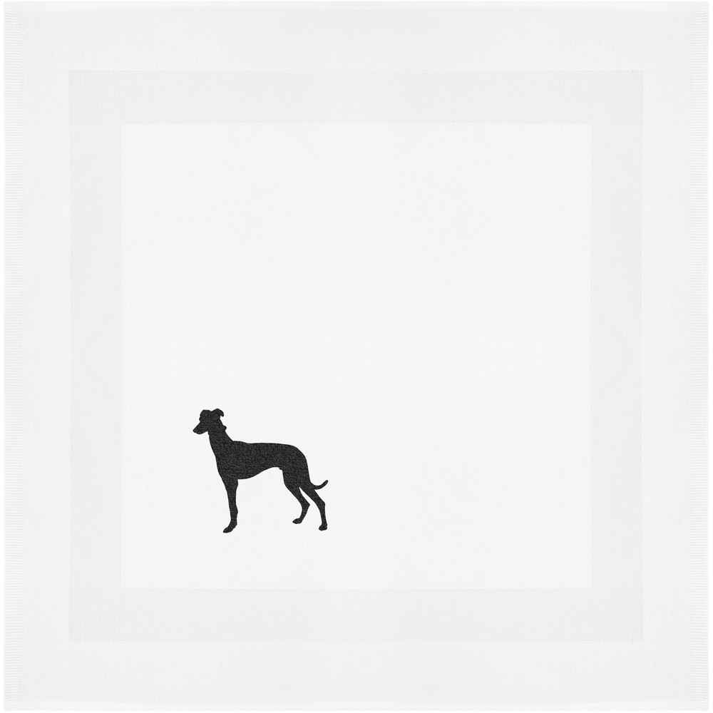 'Greyhound Silhouette' Napkin / Dinner Cloth - Graceful Racing Sighthound Canine Outline - White 55cm Cotton Serviette for Dining, Weddings and Dinner Parties (NK00012854)