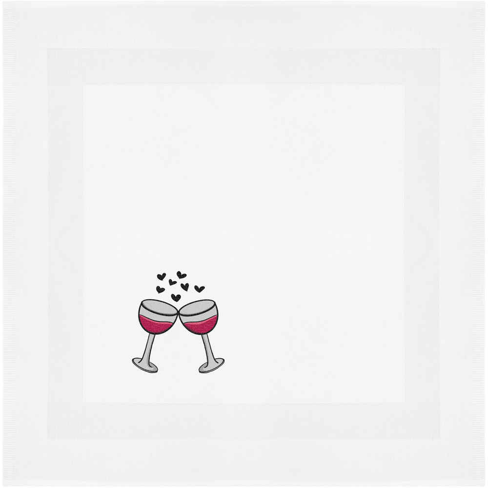'Love Wine' Napkin / Dinner Cloth - White 55cm Cotton Serviette for Dining, Weddings and Dinner Parties (NK00022414)