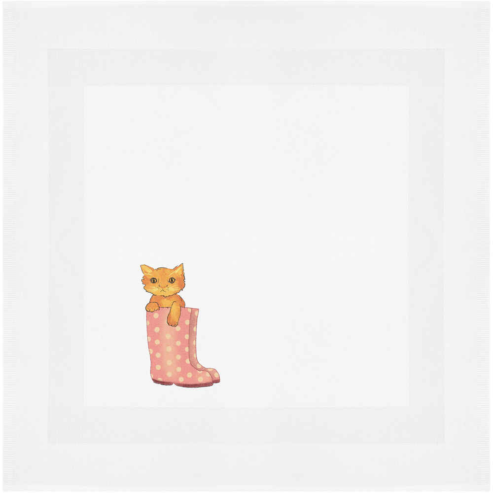 'Kitten In Wellington Boots' Cotton Napkin / Dinner Cloth (NK00043132)