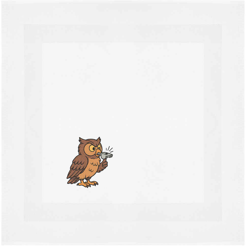 'Cute Owl Blowing Whistle' Cotton Napkin / Dinner Cloth (NK00046189)