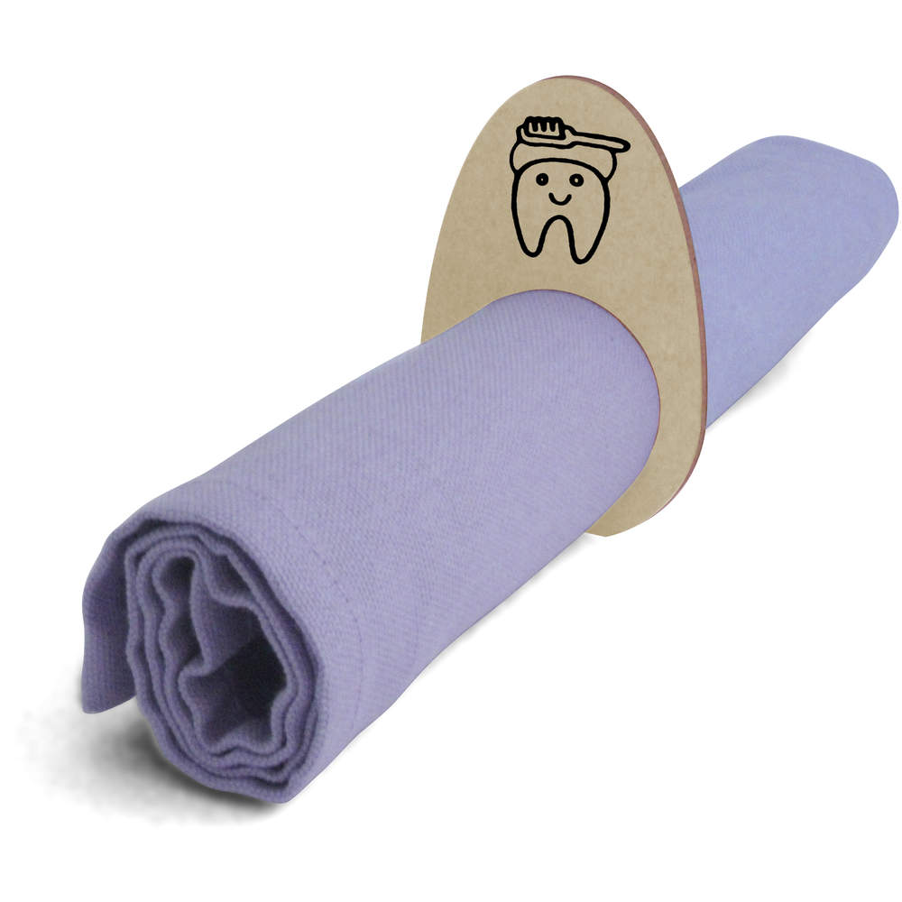 5 x 'Tooth & Brush' Wooden Napkin Rings / Holders (NR00028725)