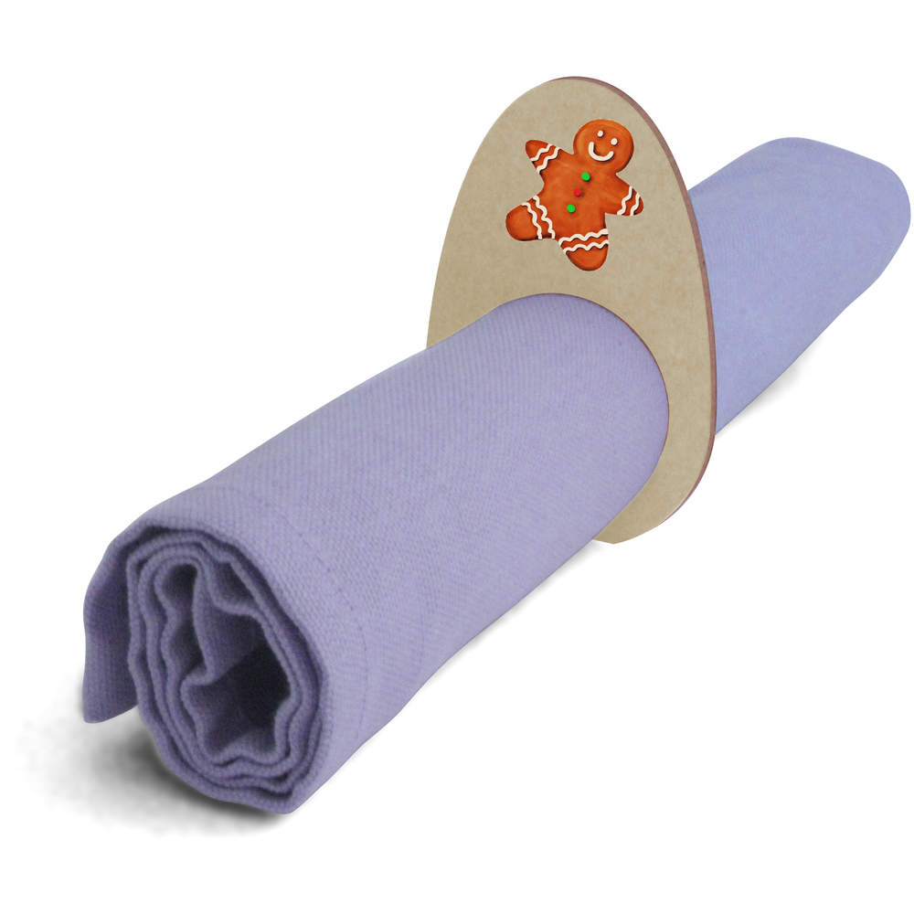 5 x 'Gingerbread Man' Wooden Napkin Rings / Holders (NR00038126)