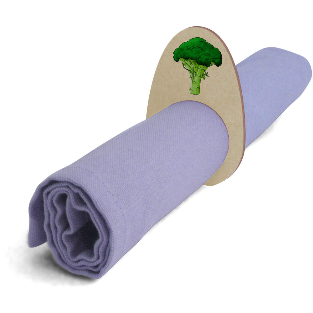 5 x 'Broccoli' Wooden Napkin Rings / Holders (NR00044872)