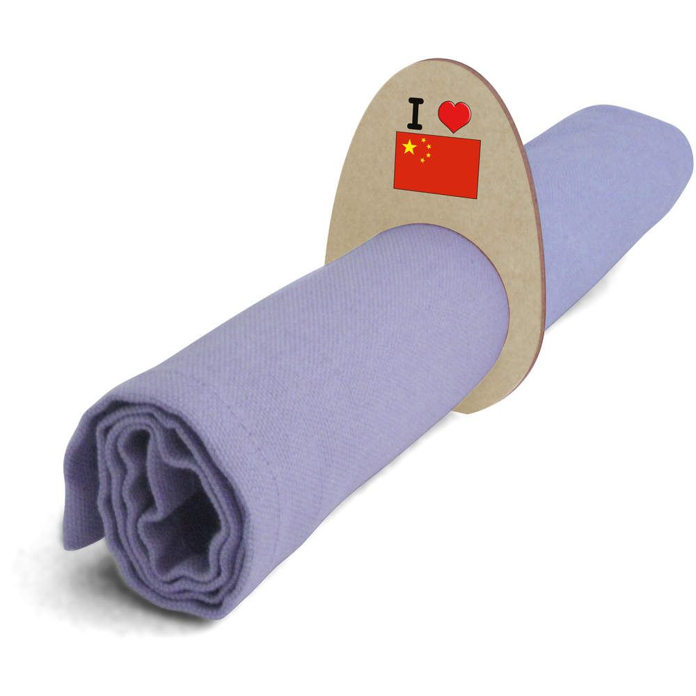 5 x 'I Love China' Wooden Napkin Rings / Holders (NR00048838)