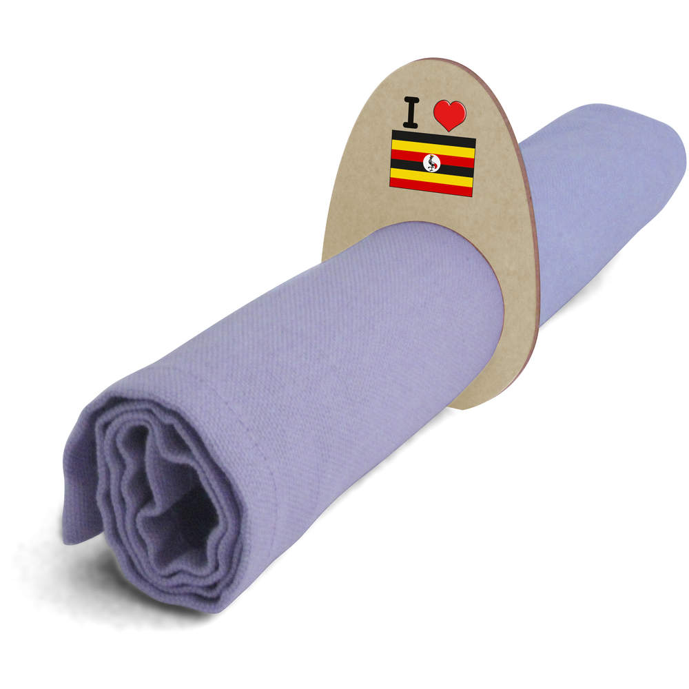 5 x 'I Love Uganda' Wooden Napkin Rings / Holders (NR00049043)
