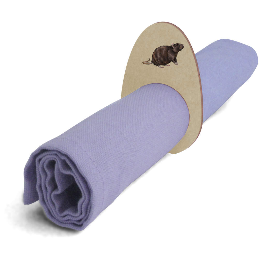 5 x 'Brown Rat' Wooden Napkin Rings / Holders - Table Decorations for Dinner Parties, Weddings and Christmas (NR00050963)