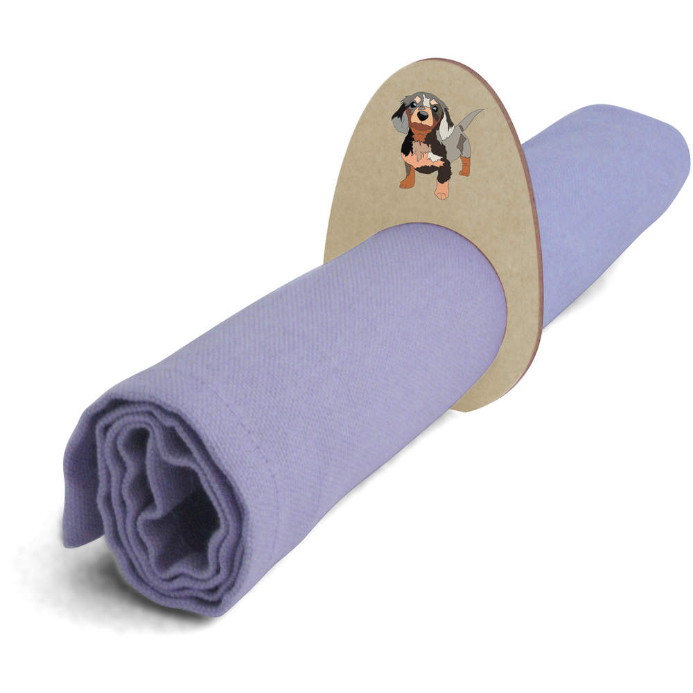 5 x 'Cute dachshund puppy' Wooden Napkin Rings / Holders - Table Decorations for Dinner Parties, Weddings and Christmas (NR00056545)