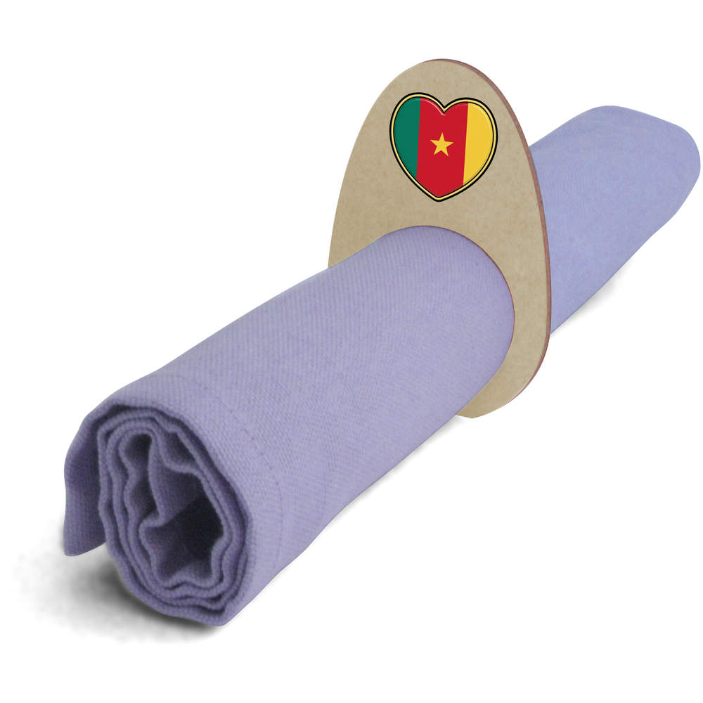 5 x 'Cameroon Flag Heart' Wooden Napkin Rings / Holders (NR00056781)