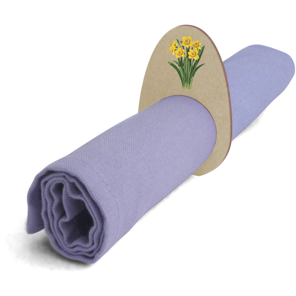 5 x 'Daffodils In Bloom' Wooden Napkin Rings / Holders (NR00059409)