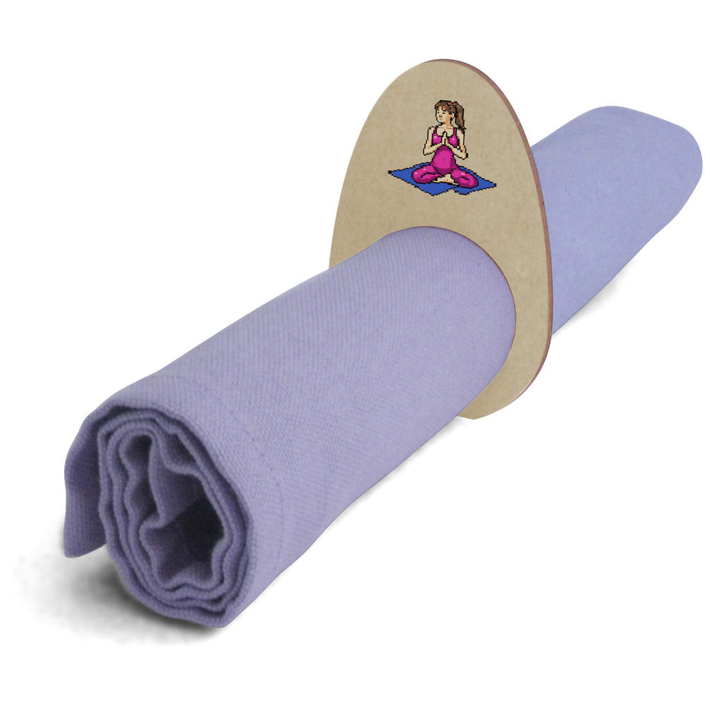 5 x 'Yoga Mat Pixel Art' Wooden Napkin Rings / Holders (NR00060200)