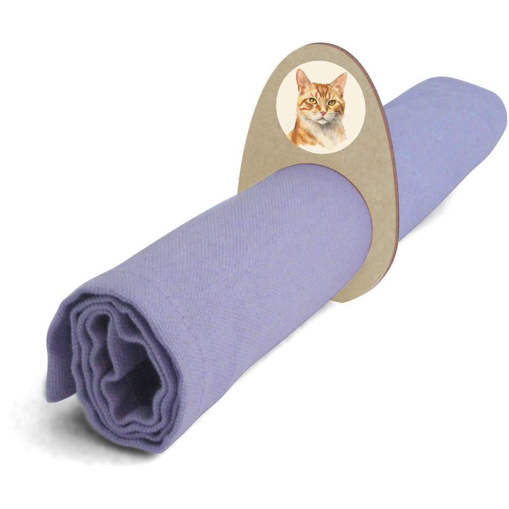 5 x 'Ginger Tabby Cat' Wooden Napkin Rings / Holders (NR00067660)
