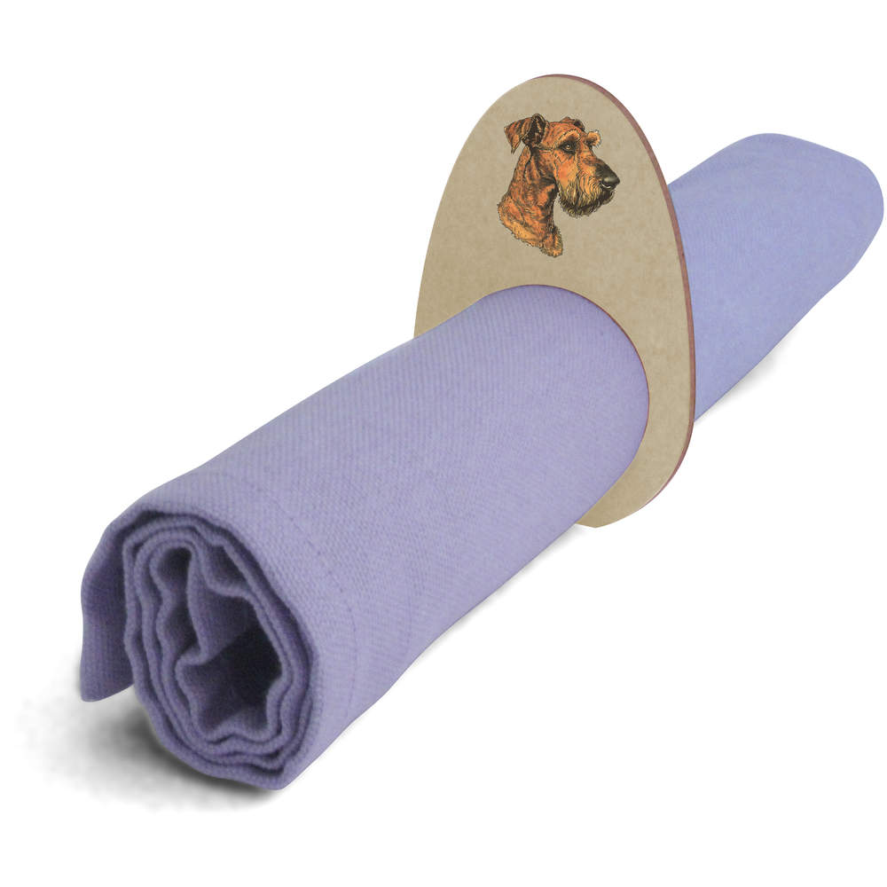 5 x ' Airedale Terrier Portrait' Wooden Napkin Rings / Holders (NR00068420)