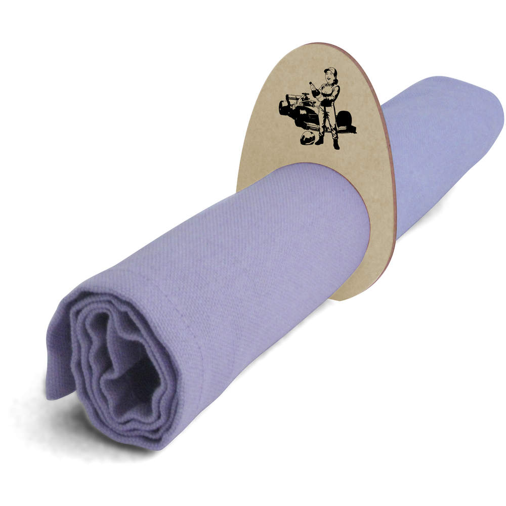 5 x 'Woman Racer Celebrating Victory' Wooden Napkin Rings / Holders (NR00069426)
