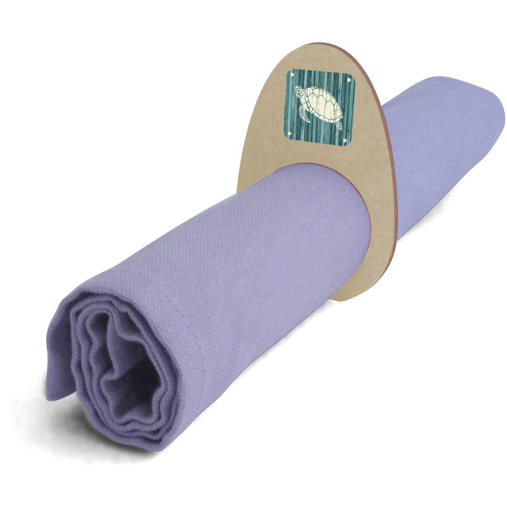 5 x 'Turtle On Blue Weatherboard' Wooden Napkin Rings / Holders (NR00070084)