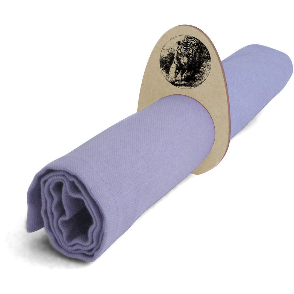 5 x 'Tiger Running' Wooden Napkin Rings / Holders (NR00070253)