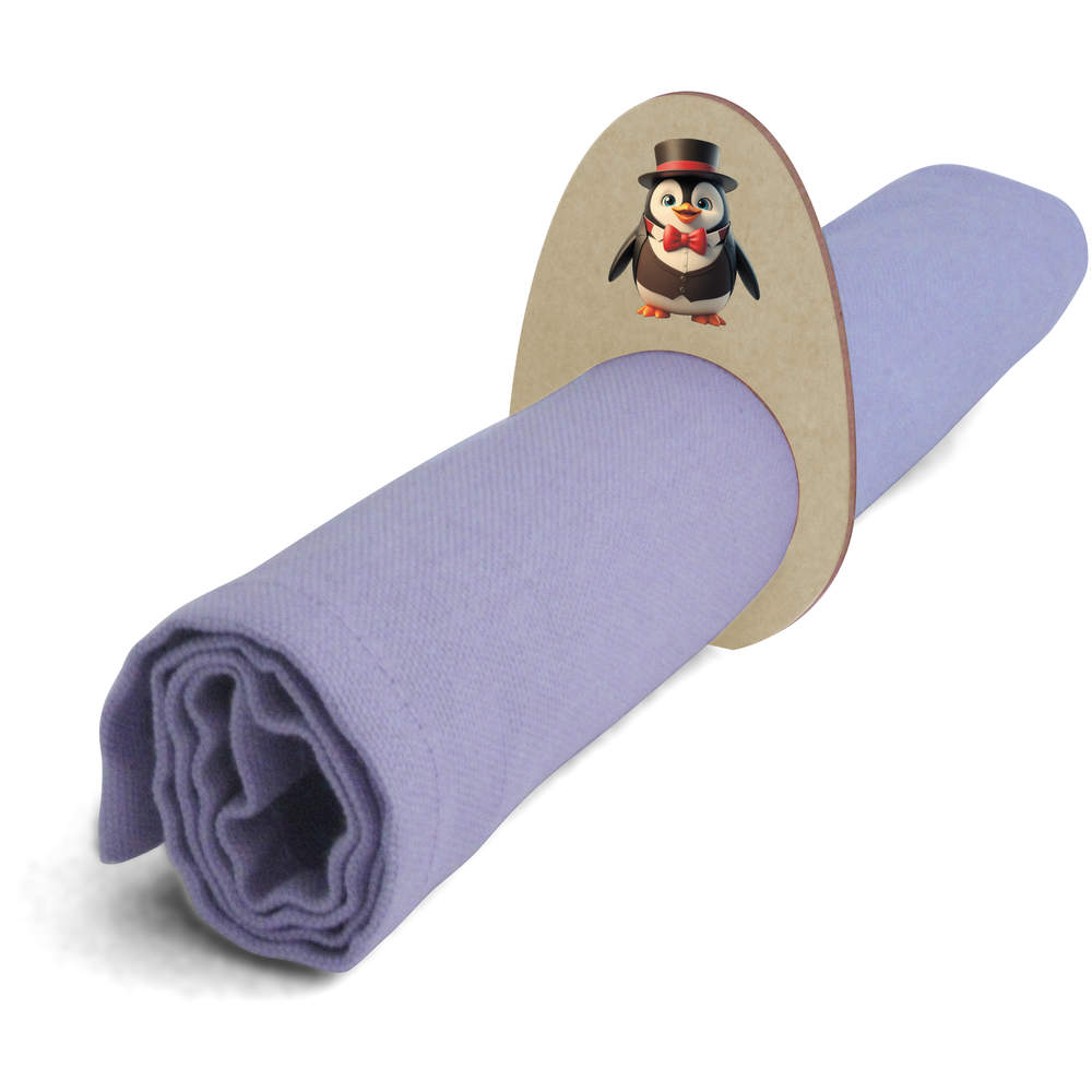 5 x 'Cute Penguin Head Waiter' Wooden Napkin Rings / Holders (NR00070288)
