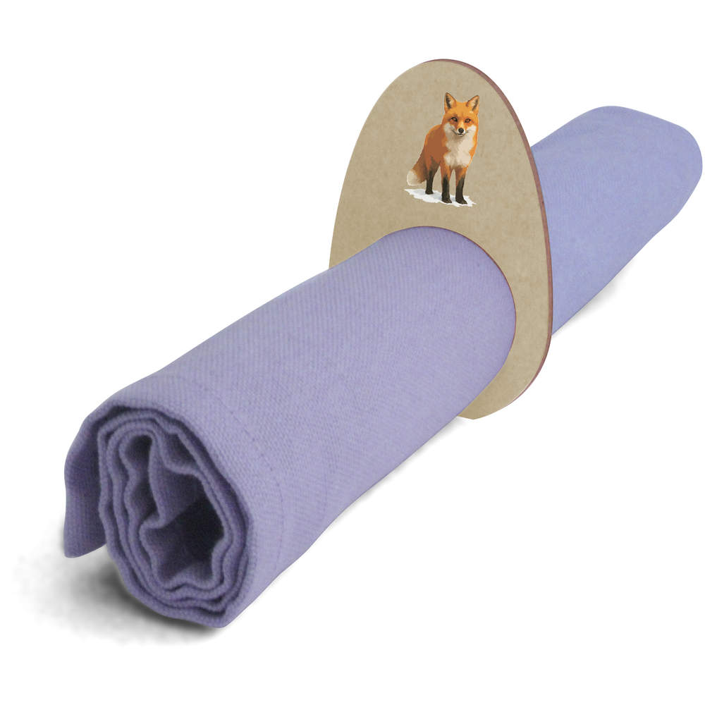 5 x 'Red Fox Standing In Snow' Wooden Napkin Rings / Holders (NR00070697)