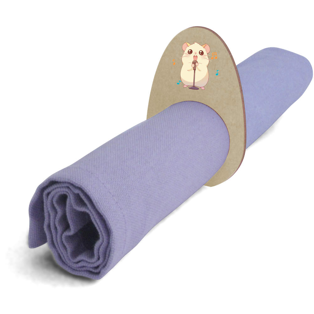 5 x 'Cute Hamster Singing' Wooden Napkin Rings / Holders (NR00071224)