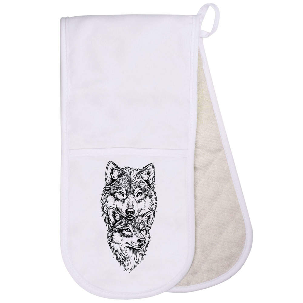 'Two Wolves' Oven Glove / Mitten (OG053348)
