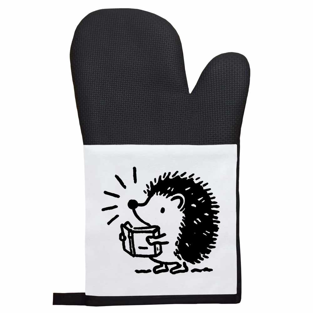 'Cute Hedgehog Reading' Oven Glove / Mitten (OG055215)