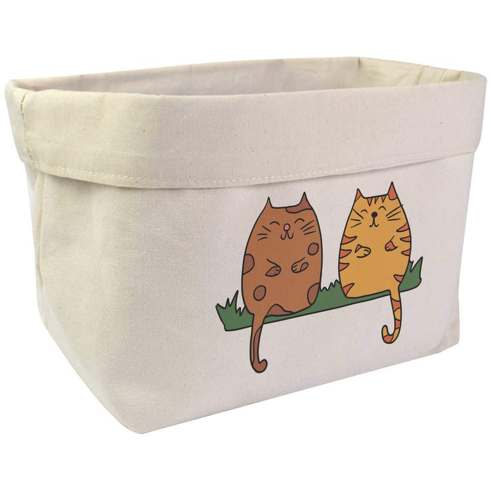 Large 'Two Cats ' Canvas Organiser / Storage Bag (OR00026916)