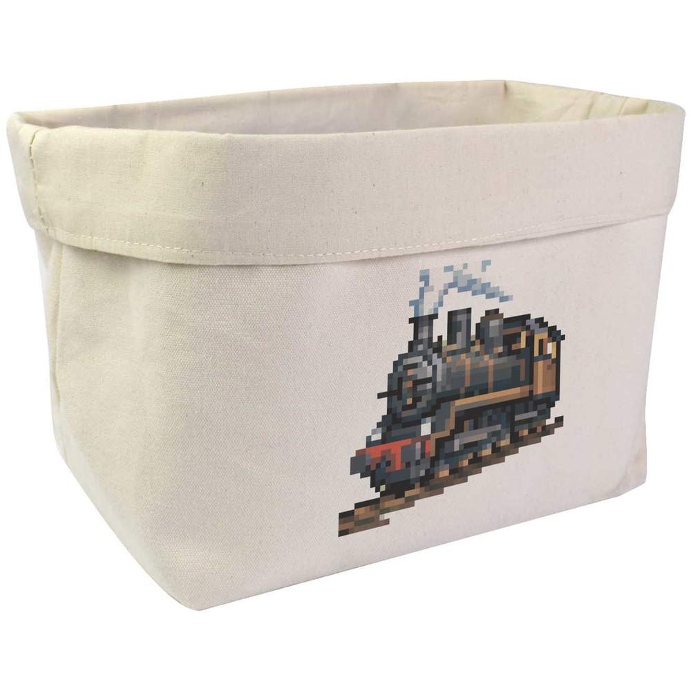 Large 'Steam-powered Locomotive Train Pixel Art ' Canvas Organiser / Storage Bag (OR00029516)
