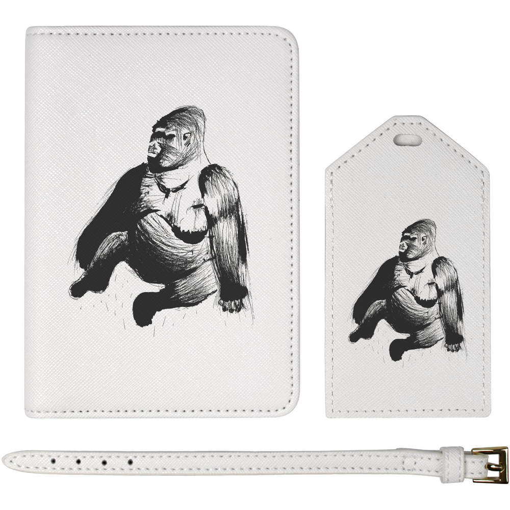 'Sitting Gorilla' Passport Cover & Luggage Tag Travel Set (PA00003077)