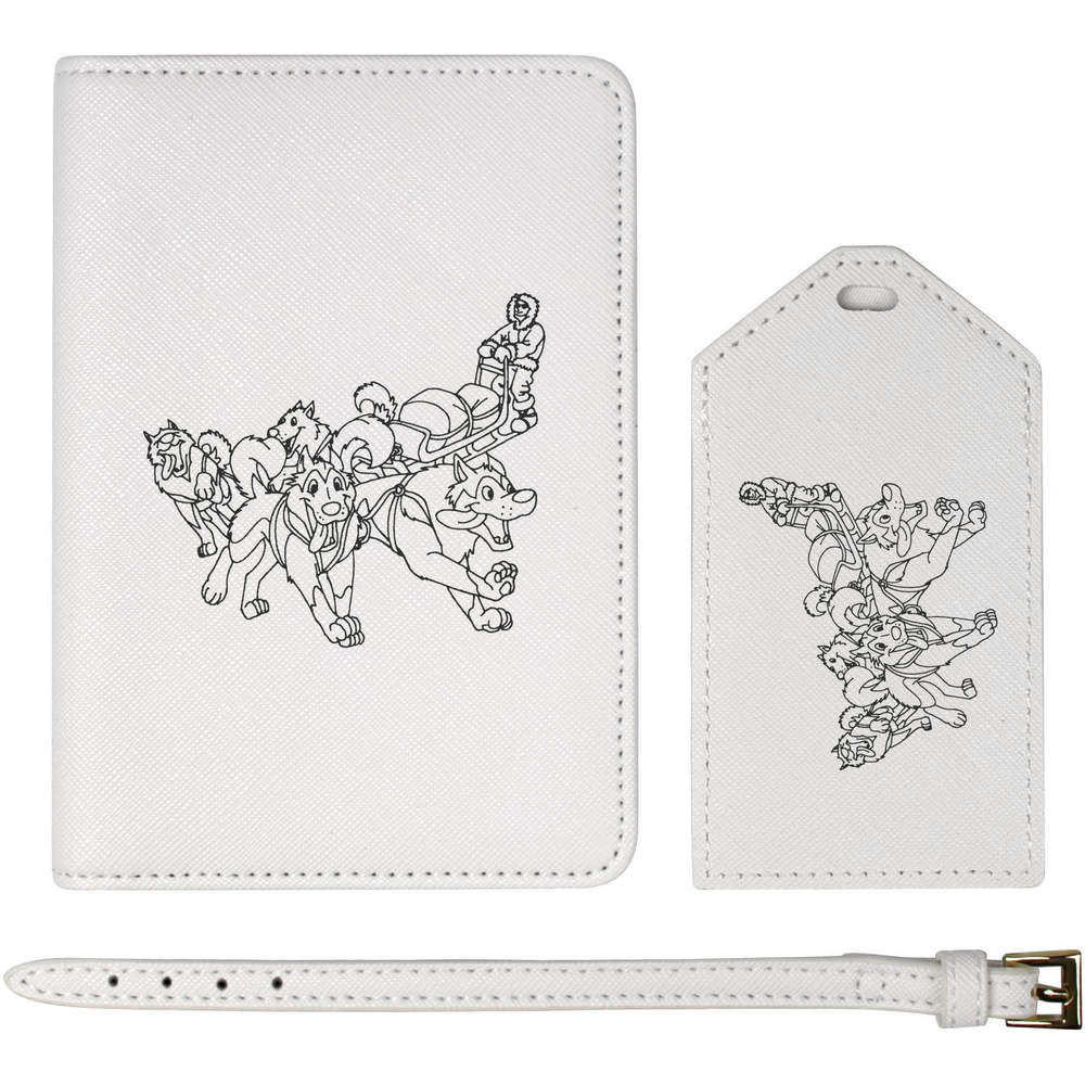 'Running Sled Dogs' Passport Cover & Luggage Tag Travel Set (PA00003612)