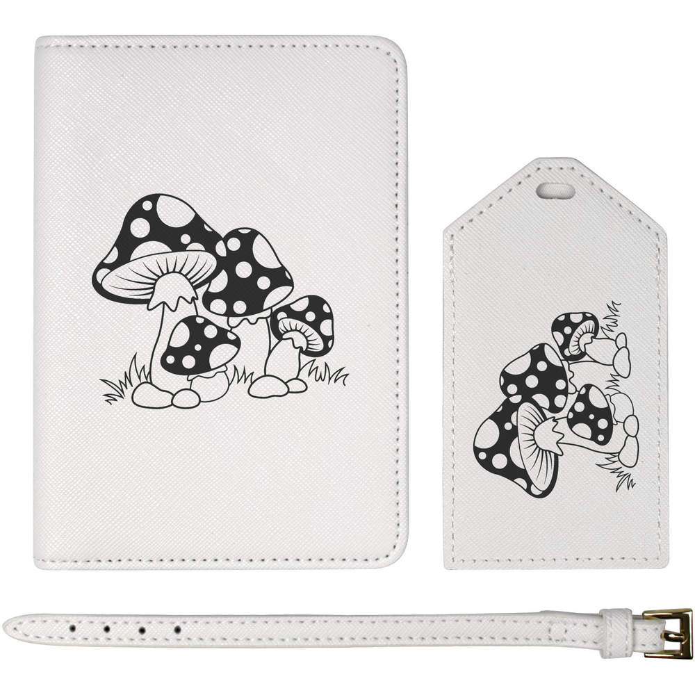 'Toadstool Mushrooms' Passport Cover & Luggage Tag Travel Set (PA00004899)