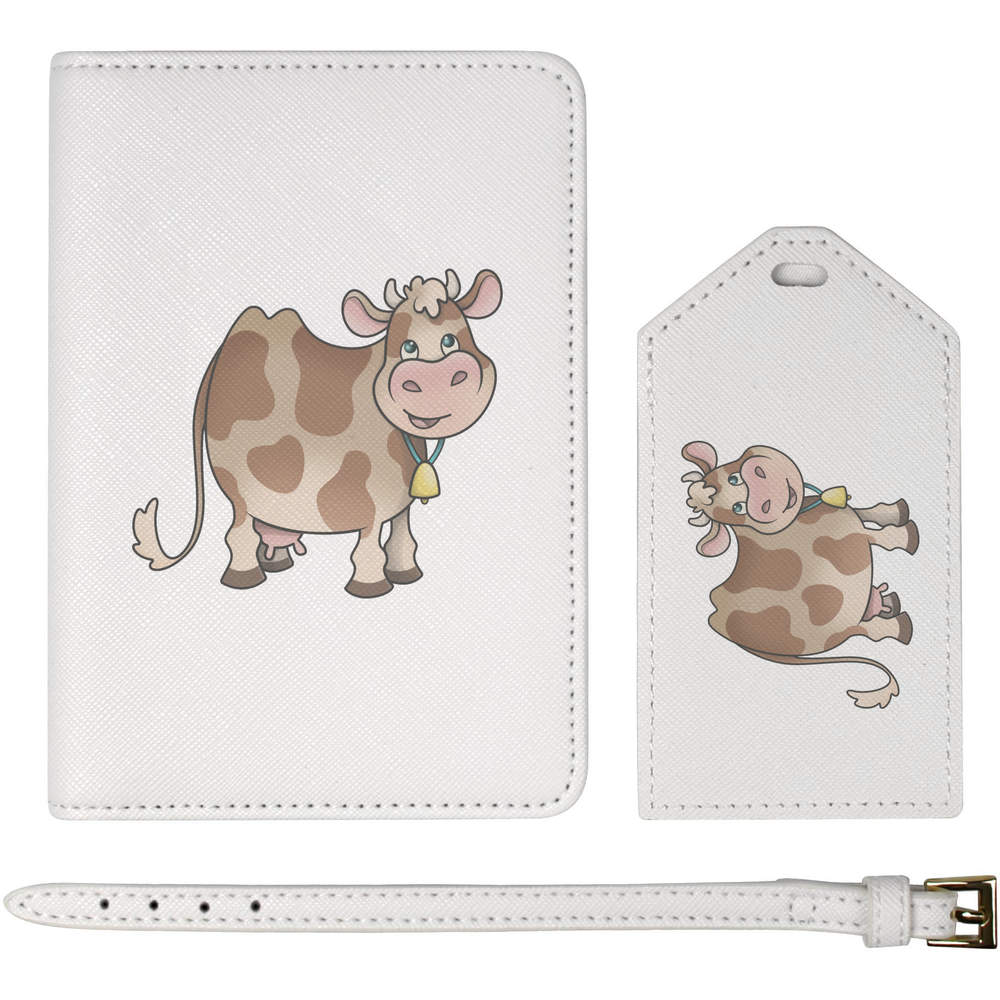 'Happy Cow' Passport Cover & Luggage Tag Travel Set (PA00010299)