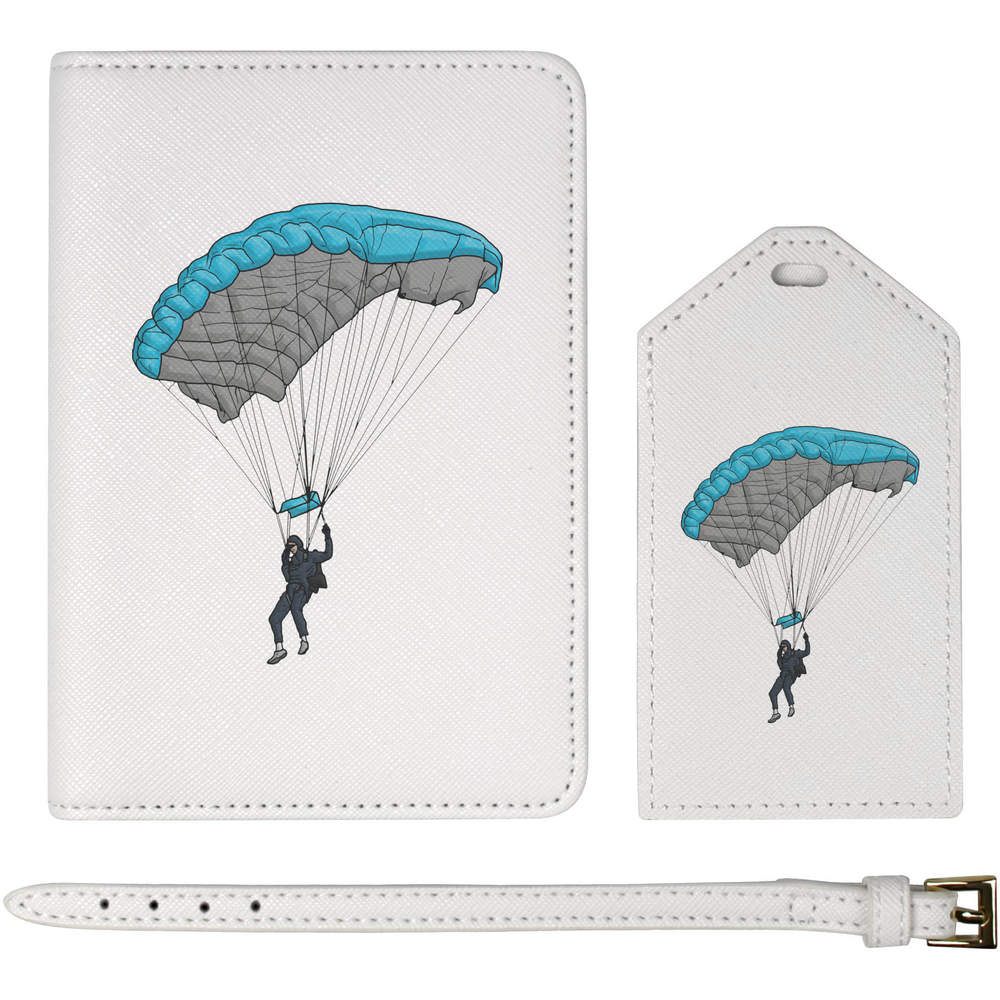 'Man With Parachute' Passport Cover & Luggage Tag Travel Set (PA00012707)