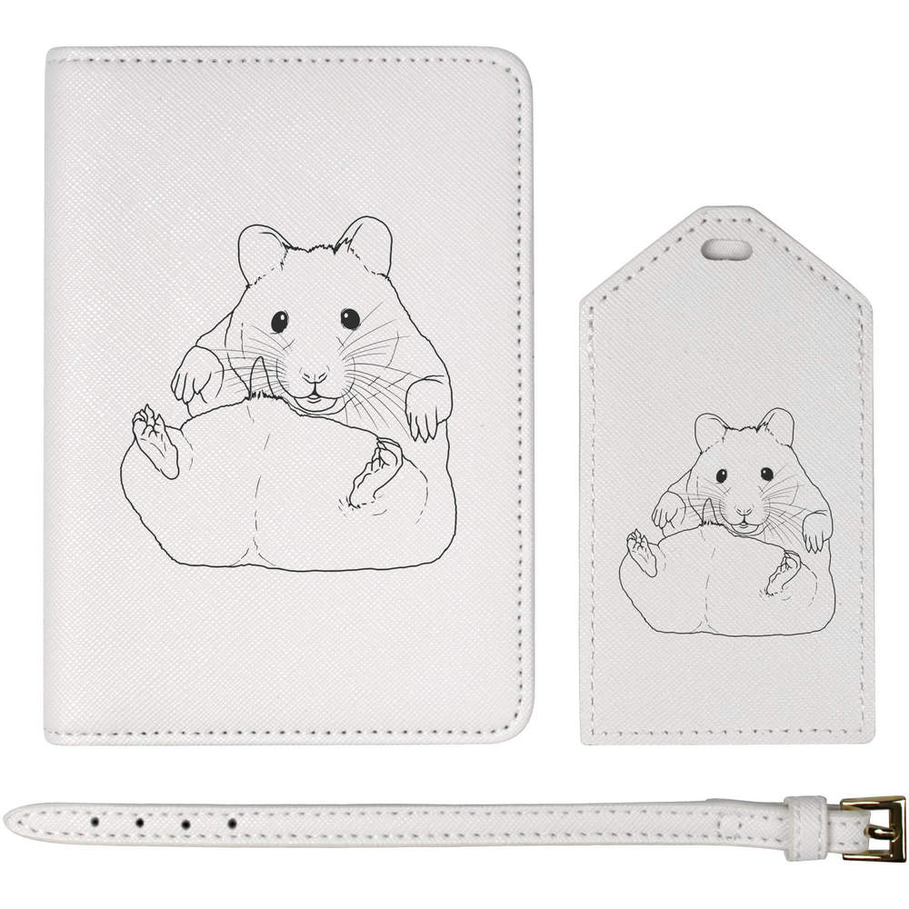 'Hamster On It's Back' Passport Cover & Luggage Tag Travel Set (PA00015786)
