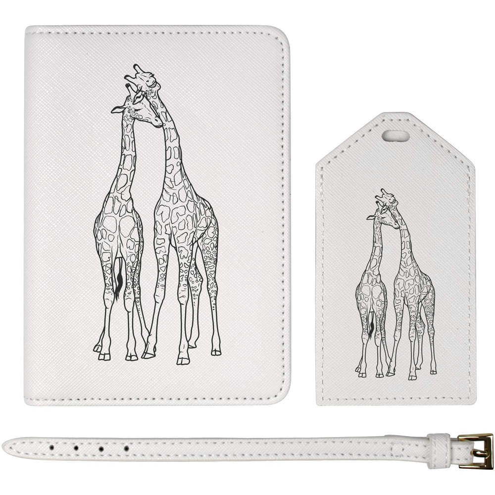 'Cuddling Giraffes' Passport Cover & Luggage Tag Travel Set (PA00017341)
